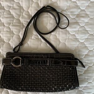 Vintage Brighton black leather cross body bag excellent pre owned condition